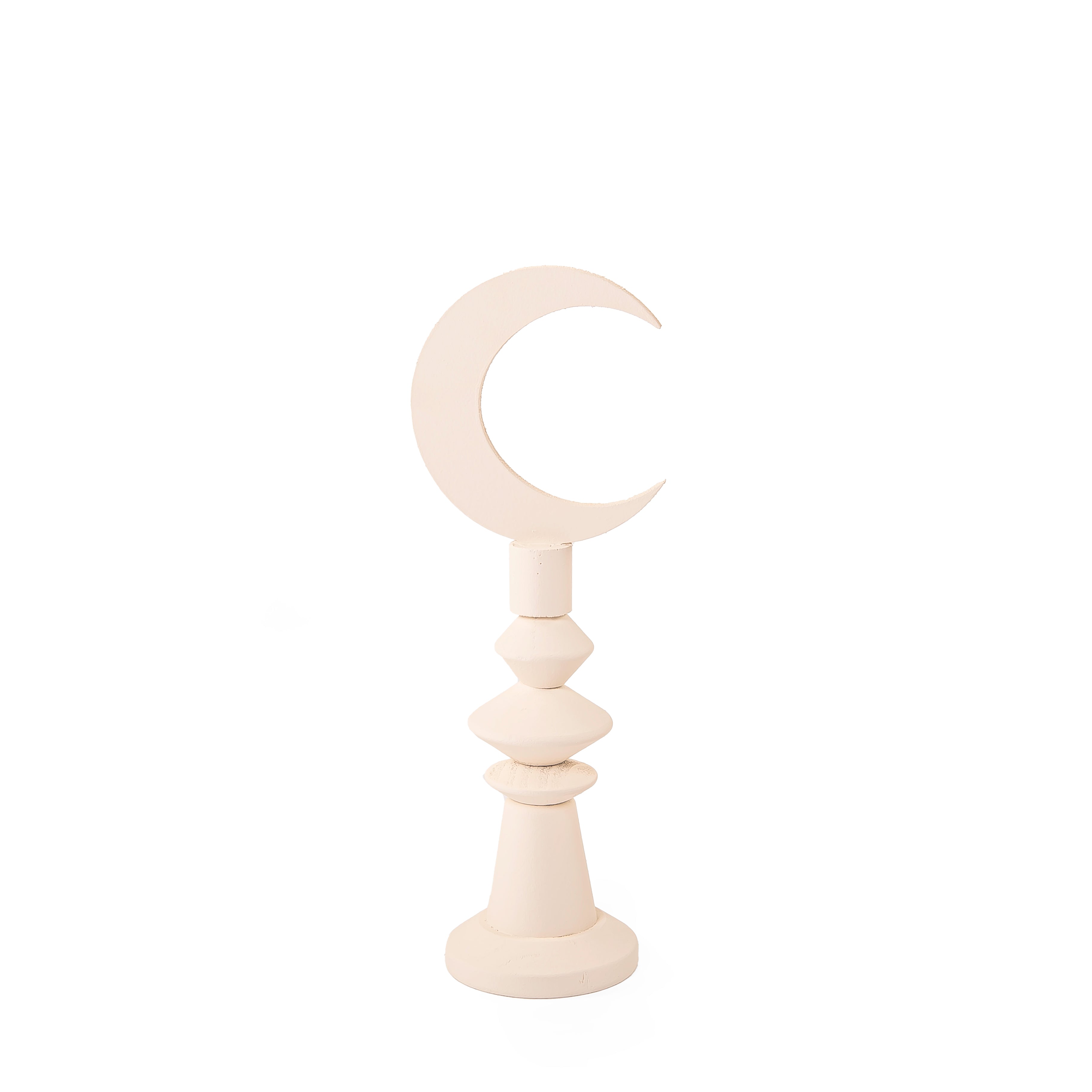 Beige wooden Ramadan crescent stand decoration