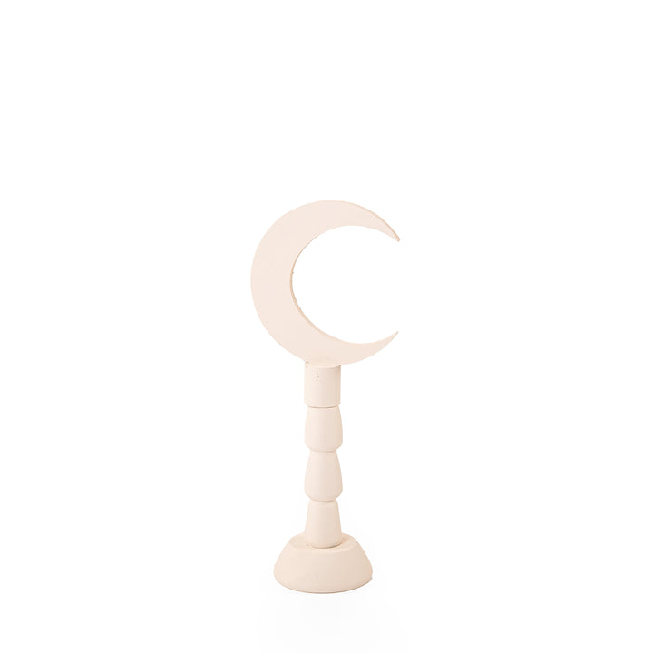 Beige wooden Ramadan crescent stand decoration