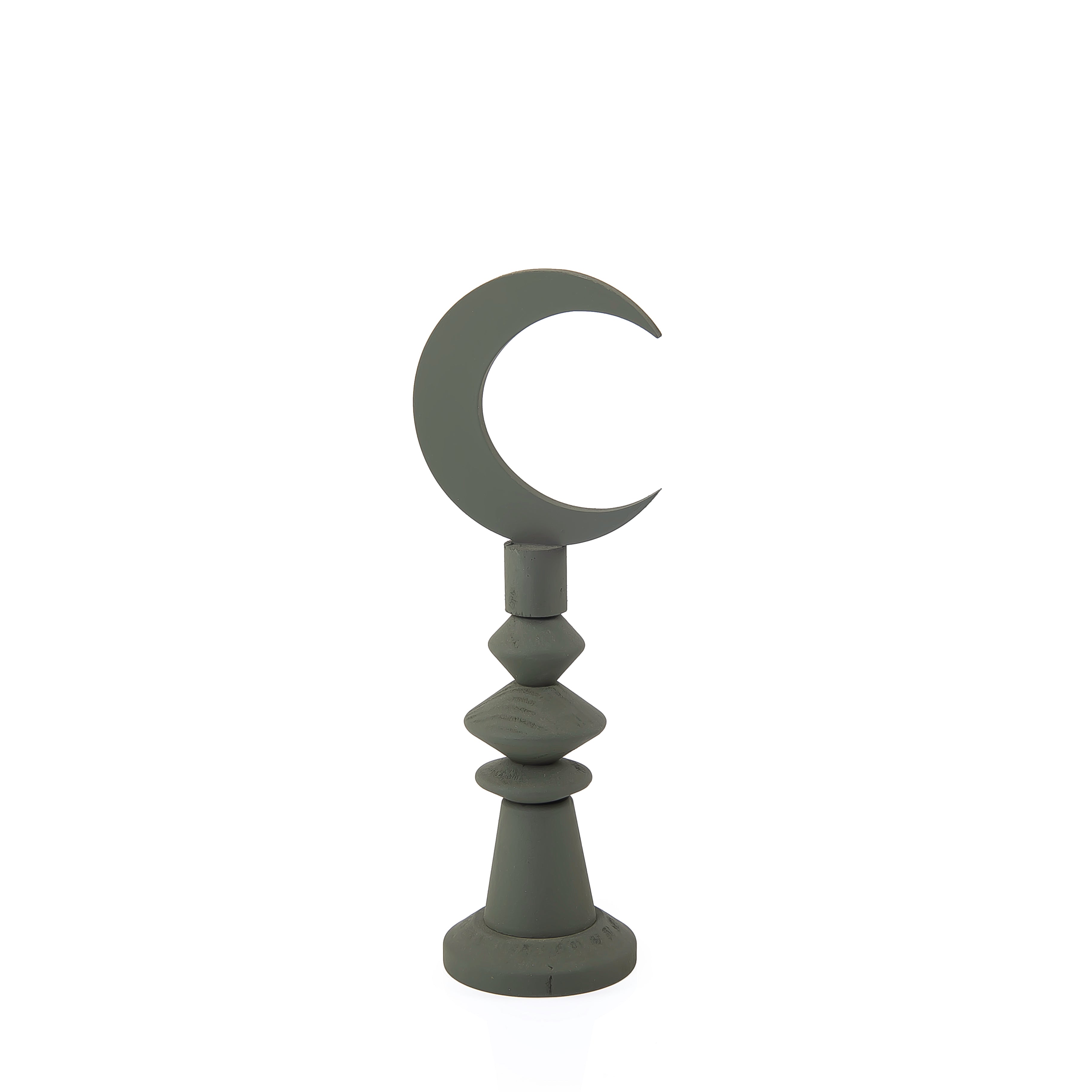 Green wooden Ramadan crescent stand decoration