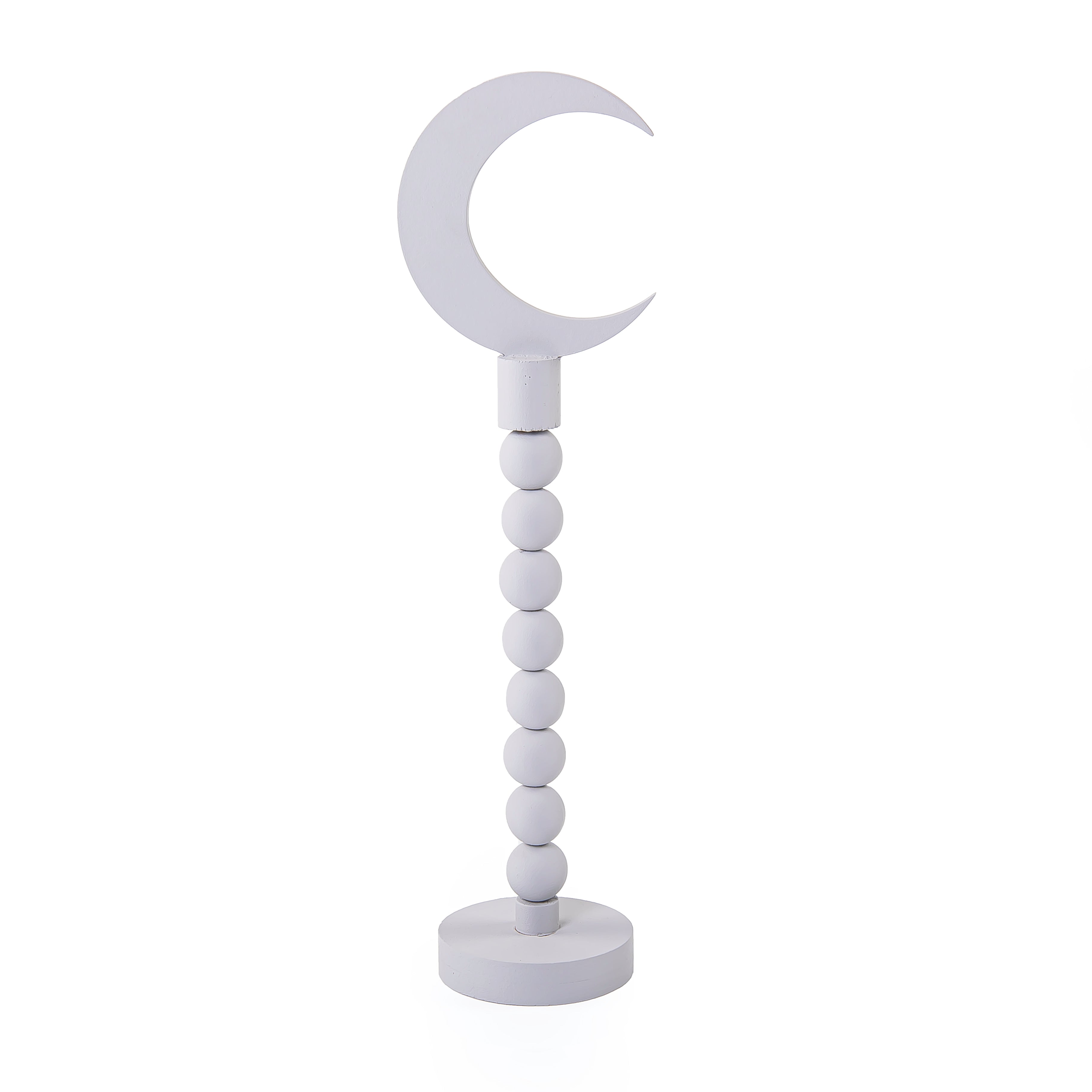 Grey wooden Ramadan crescent stand decoration