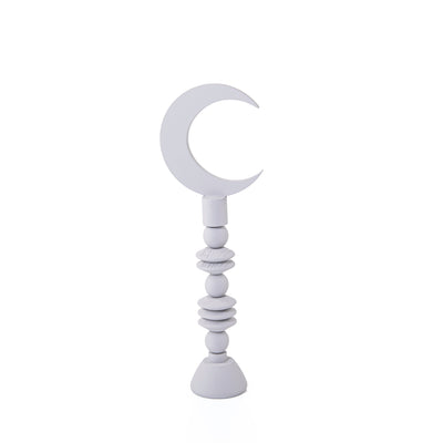 Grey wooden Ramadan crescent stand decoration