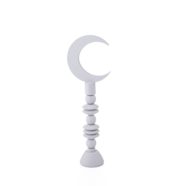 Grey wooden Ramadan crescent stand decoration