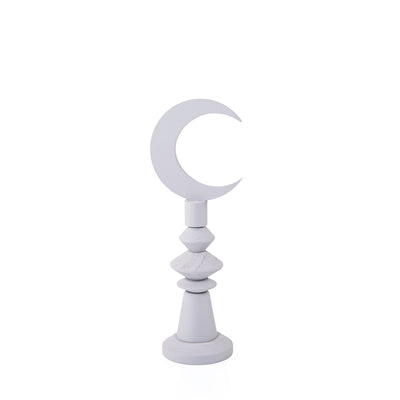 Grey wooden Ramadan crescent stand decoration