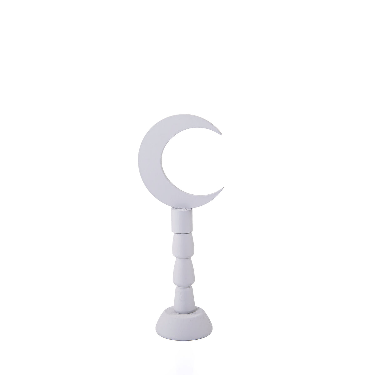 Grey wooden Ramadan crescent stand decoration