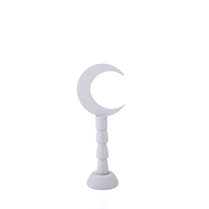 Grey wooden Ramadan crescent stand decoration