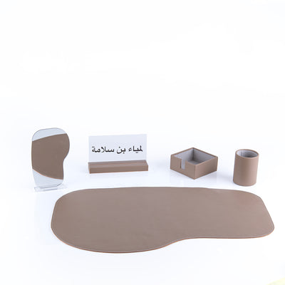 طقم مكتب جلدي فاخر 5 قطع - بيج