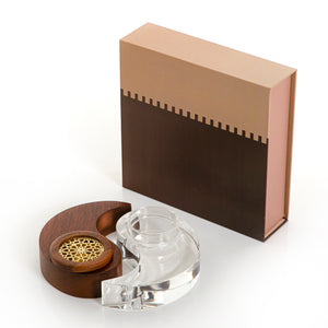 brown yin and yang incense burner with bowl