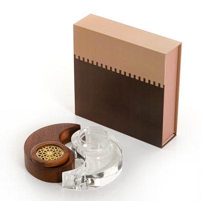 brown yin and yang incense burner with bowl