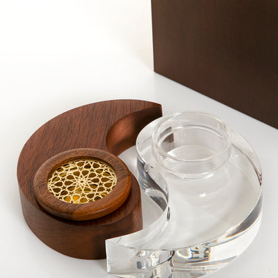 brown yin and yang incense burner with bowl