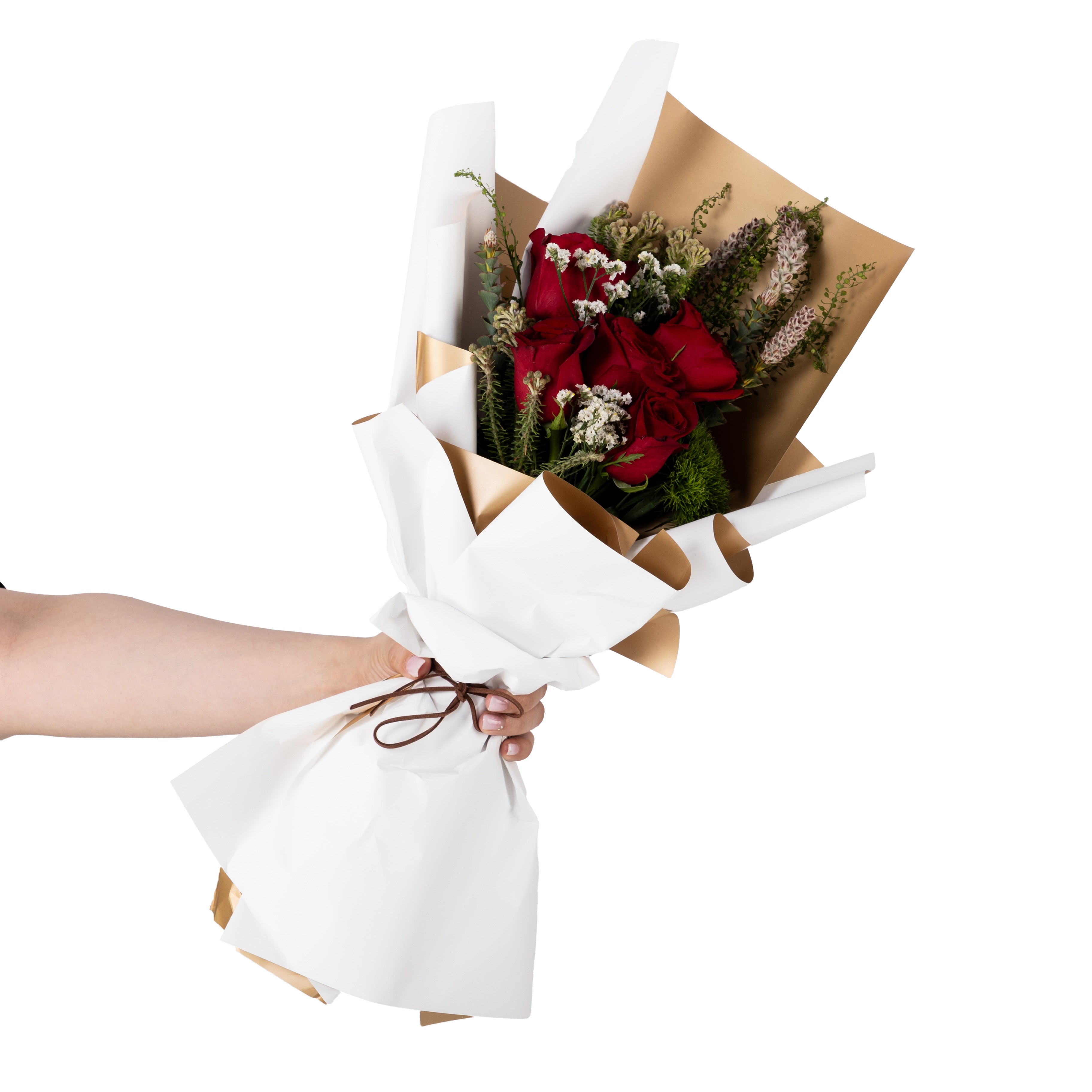 باقة ورود حمراء الذهبية - صغير