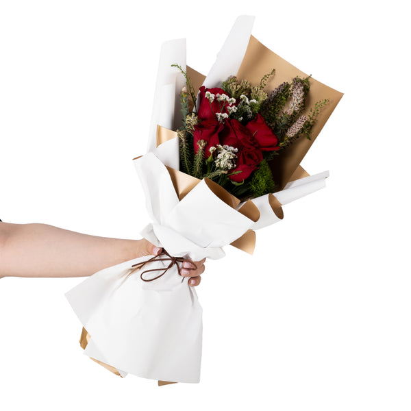 Golden Red Roses Bouquet - Small