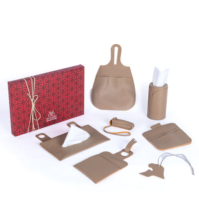 Luxury Brown Leather Car Gift Set – 7 Pieces