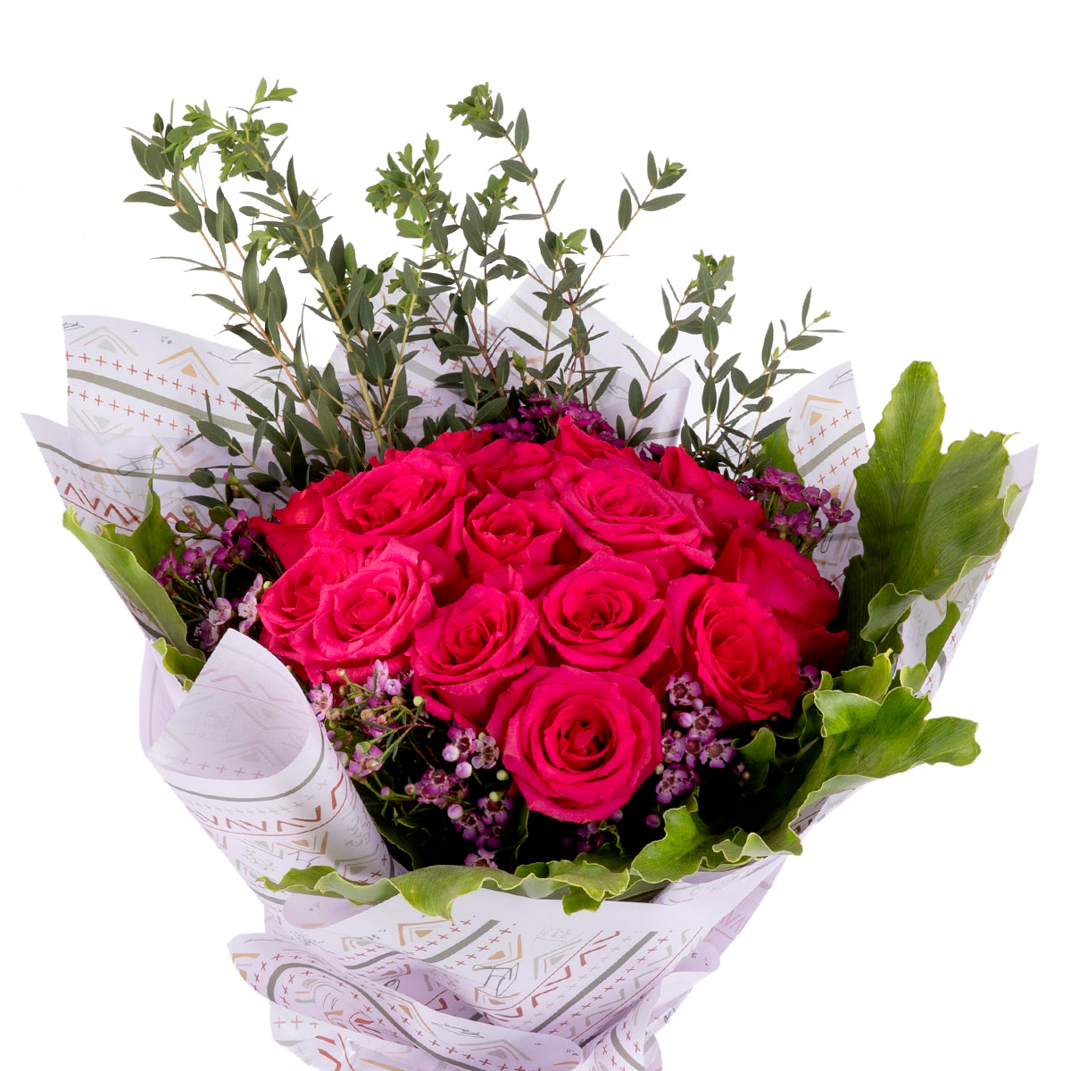 Elegant hand-tied bouquet featuring fresh deferent types of flowers