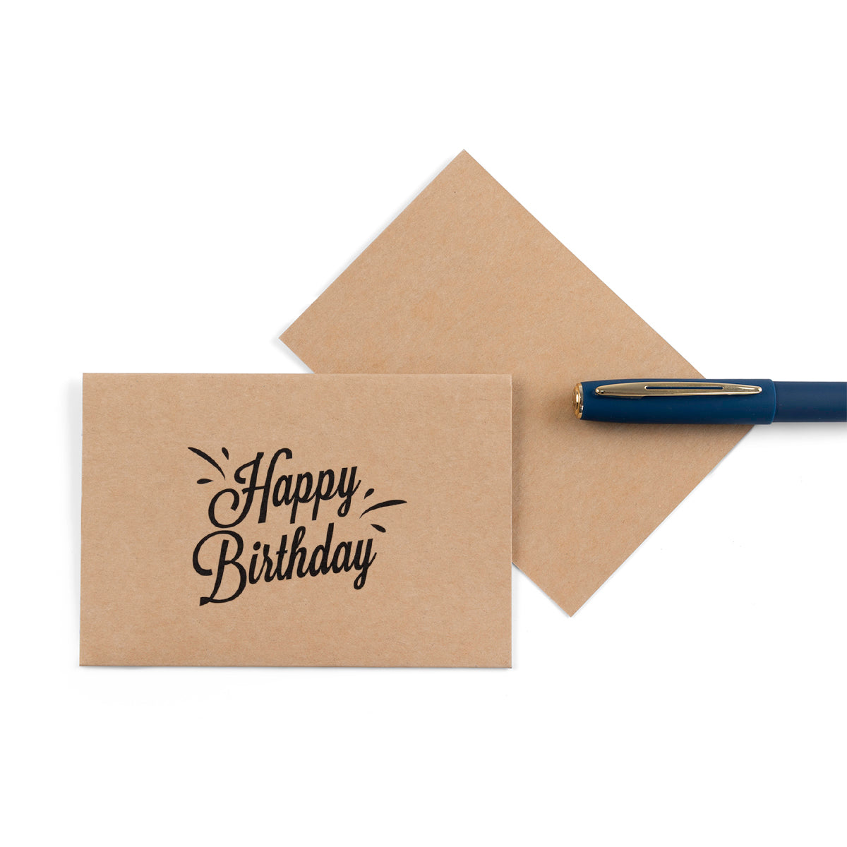 Beige birthday greeting card with the words 'Happy Birthday' written on it