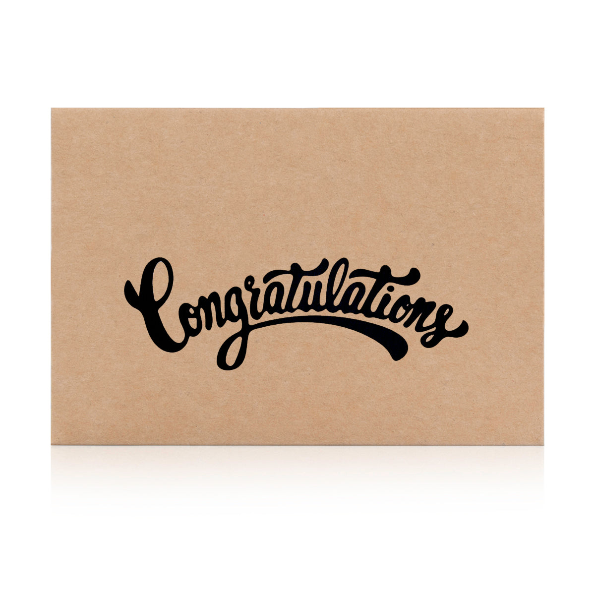 beige greeting envelope with the word 'Congratulations' written on it
