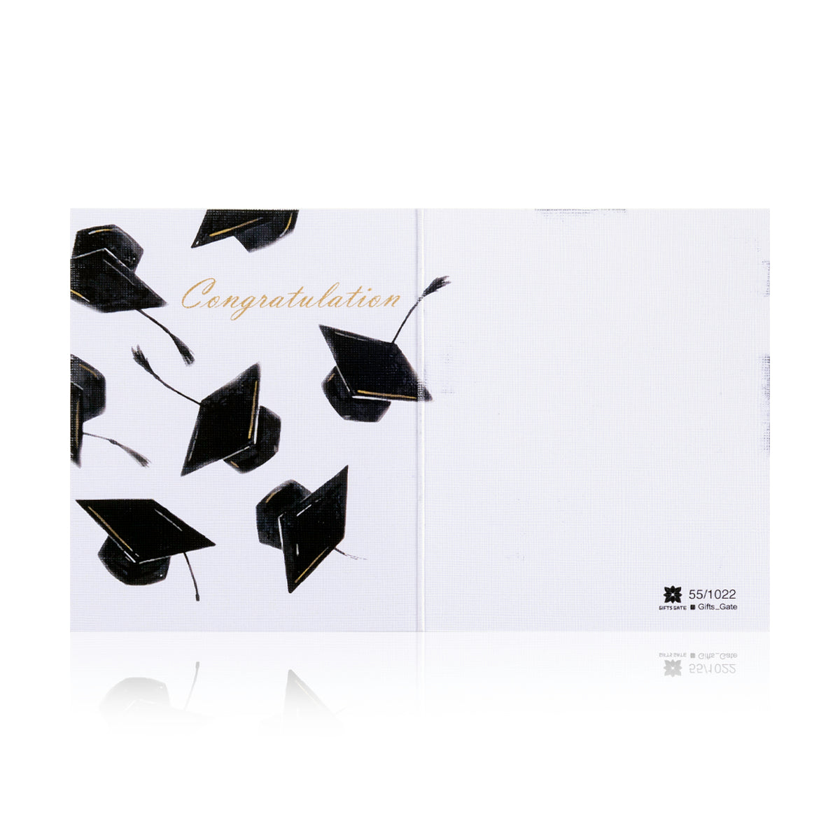 White graduation greeting card with the word ' Congratulations ' written on it