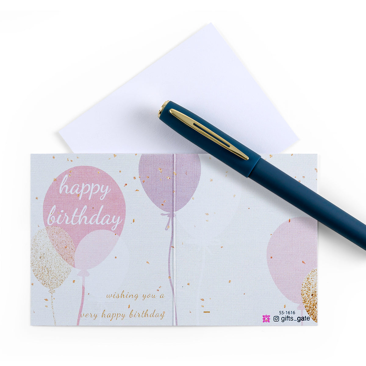 white greeting card with Happy Birthday sentence