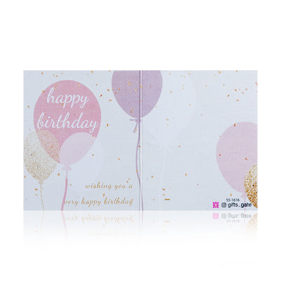 white greeting card with Happy Birthday sentence