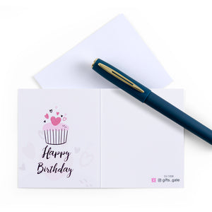 white greeting card with Happy Birthday  sentence
