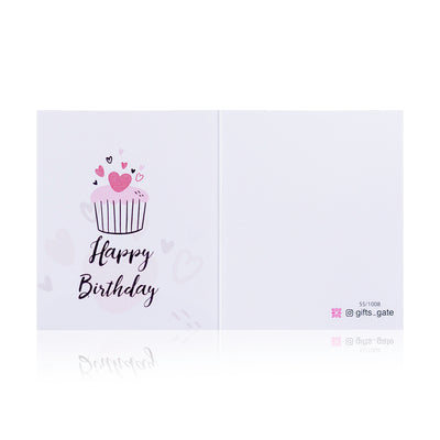 white greeting card with Happy Birthday  sentence