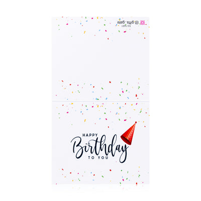 white birthday greeting card with Happy birthday to you sentence