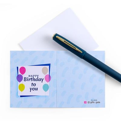 blue birthday greeting card with Happy birthday to you sentence