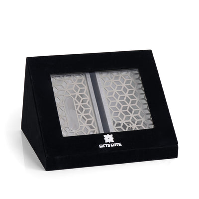 grey wooden incense burner with matching tissue box