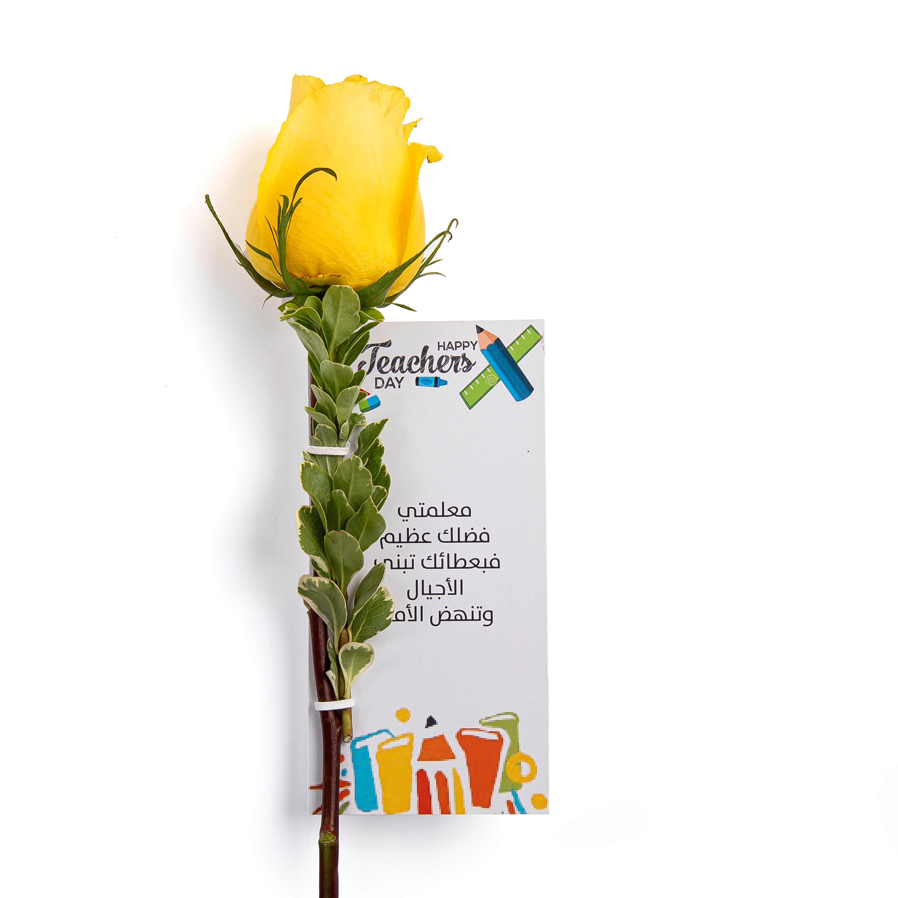 yellow rose flower with greeting card