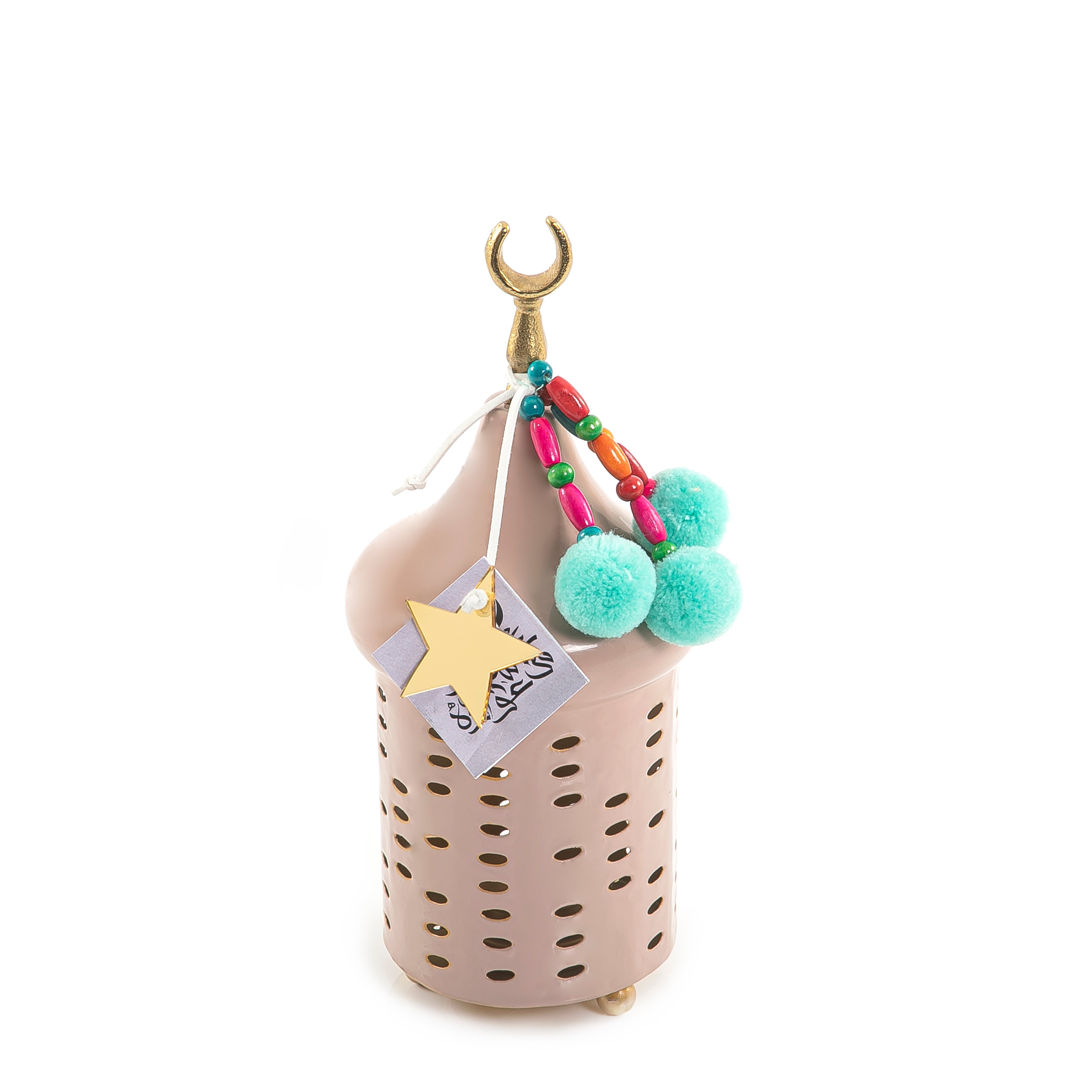 Decorated pink metal box with a customized name label 