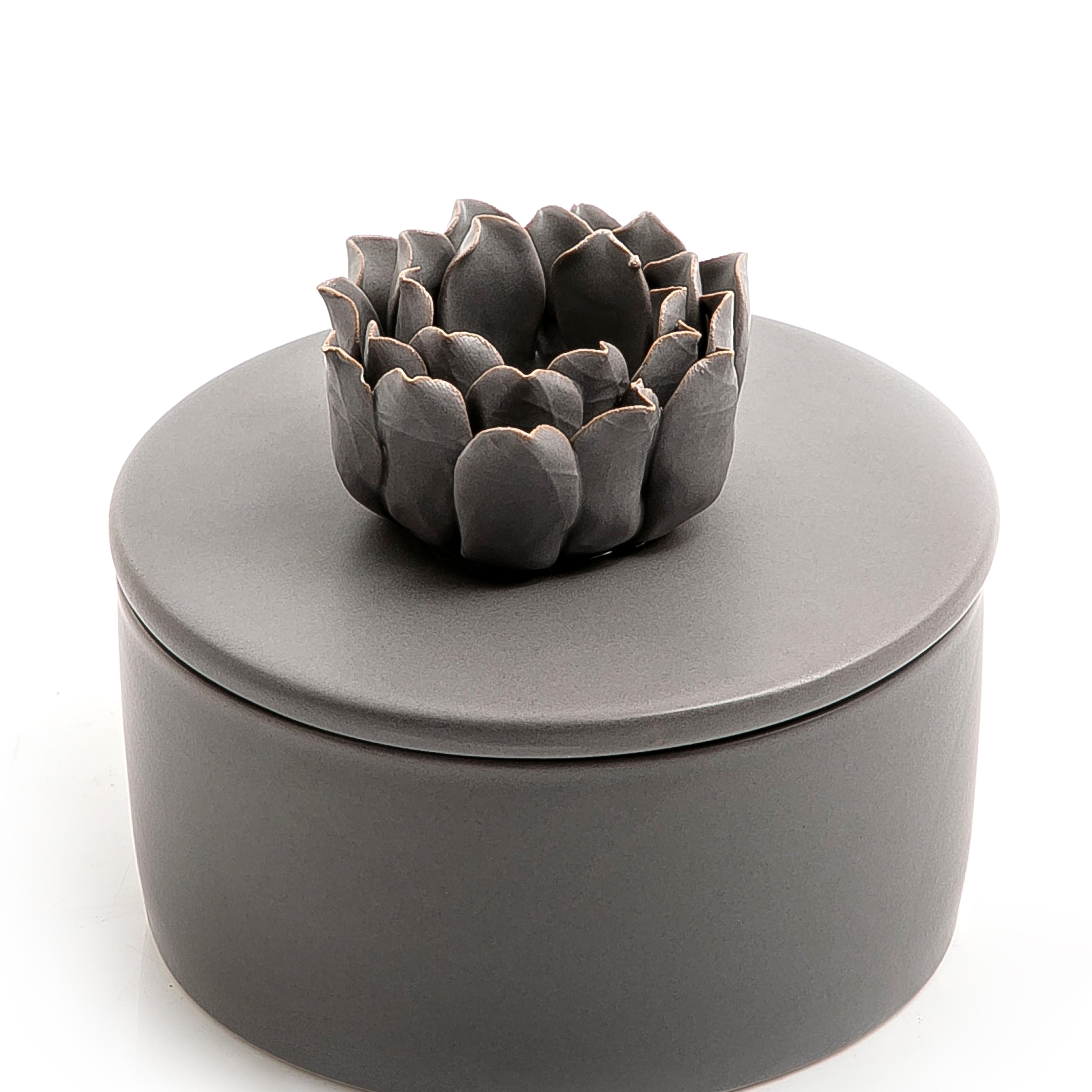 gray ceramic decorated jar