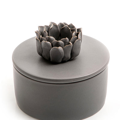 gray ceramic decorated jar