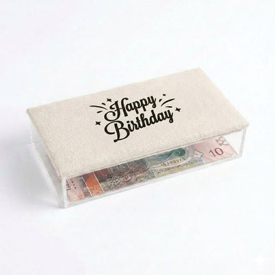 بوكس اكريليك شفاف " Happy Birthday"