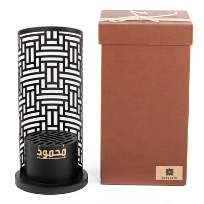 black metal incense burner with customized name