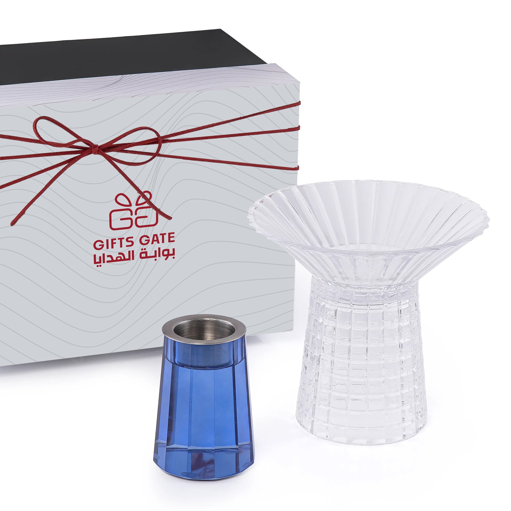 مبخر زجاجي مع بوكس هدايا - الأزرق