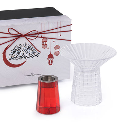 Glass Separated Base Mabkhar with Gift Box - Red