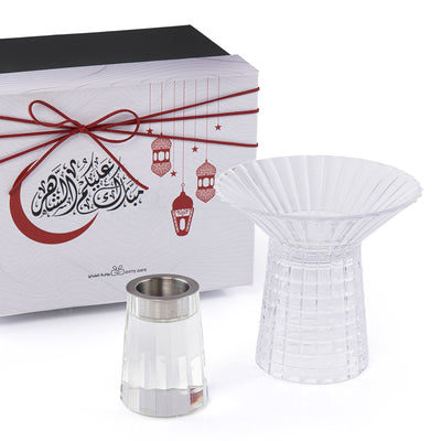 Glass Separated Base Mabkhar with Gift Box - White