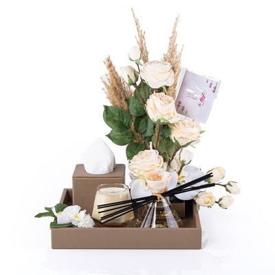 Luxury gift set of ( diffuser &  candle tissue box ) with artificial Flower