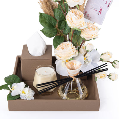 Luxury gift set of ( diffuser &  candle tissue box ) with artificial Flower