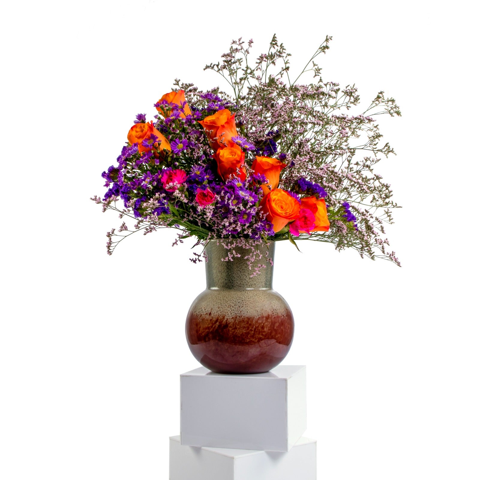 مزهرية بنفسجي و برتقالي