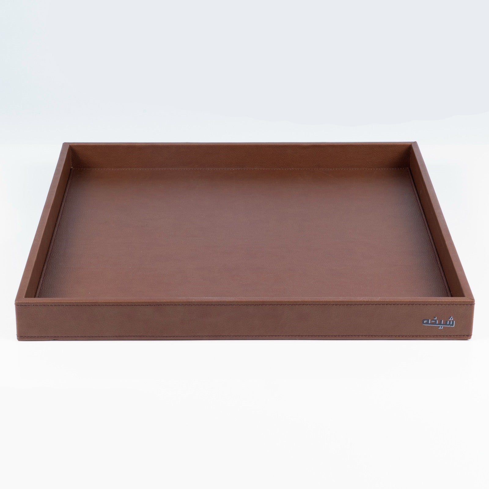 brown leather tray