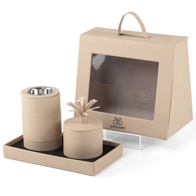 Beige bag contains incense burner and bakhor box