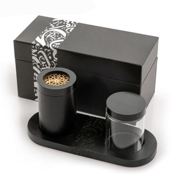 طقم هدية مبخر مع حامل بخور أكريلك بالنقوش العربيه