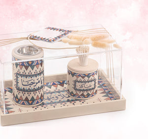 leather incense burner with a box in an Acrylic box